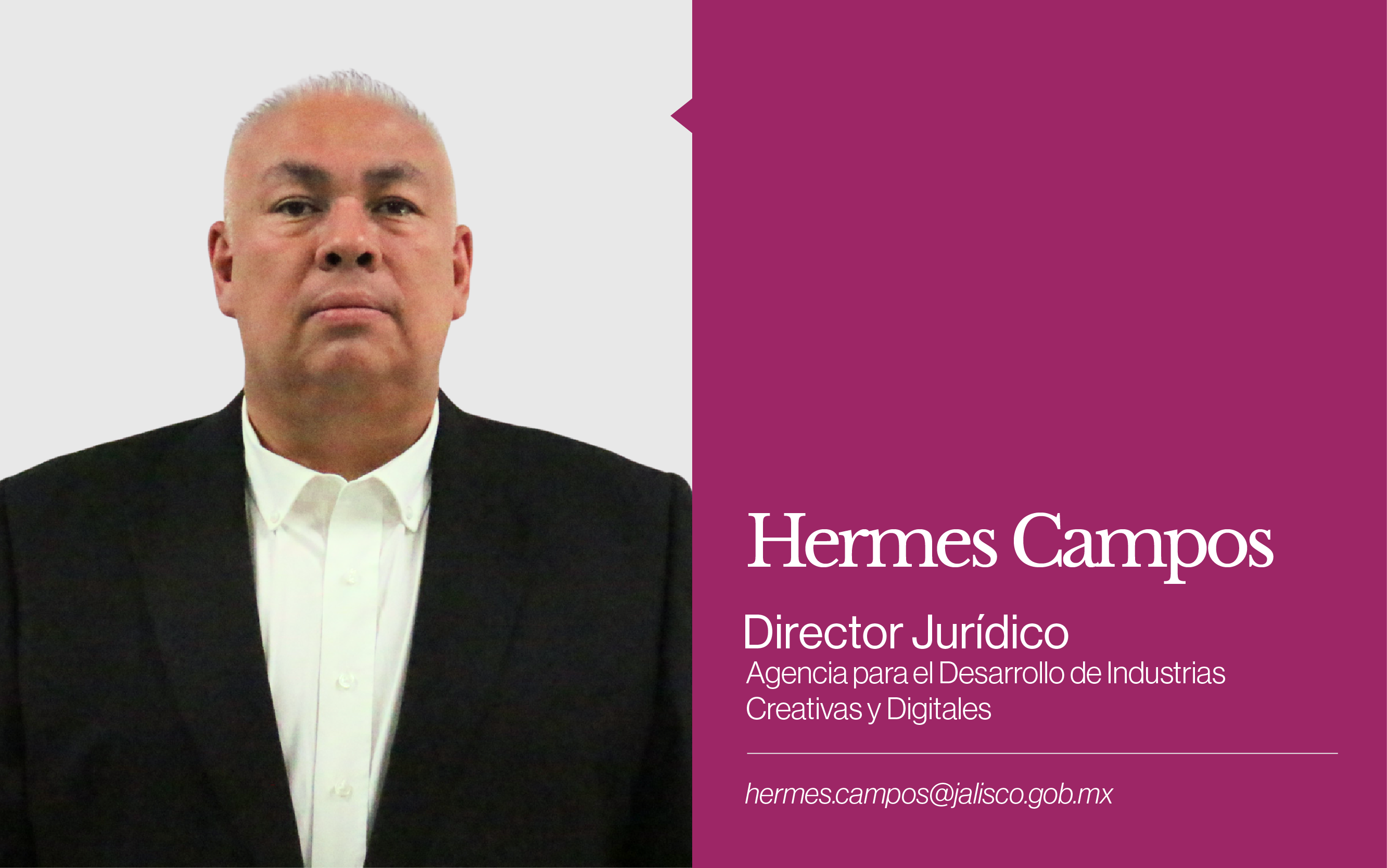Hermes Campos, Director Jurídico, Agencia para el Desarrollo de Industrias Creativas y Digitales